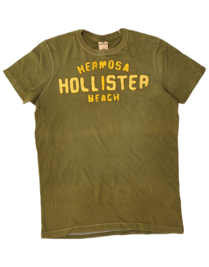 T-shirt grafica da uomo Hollister Top Small in cotone kaki