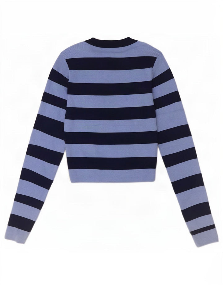 Top corto da donna Zara a maniche lunghe UK 8 piccolo a righe blu
