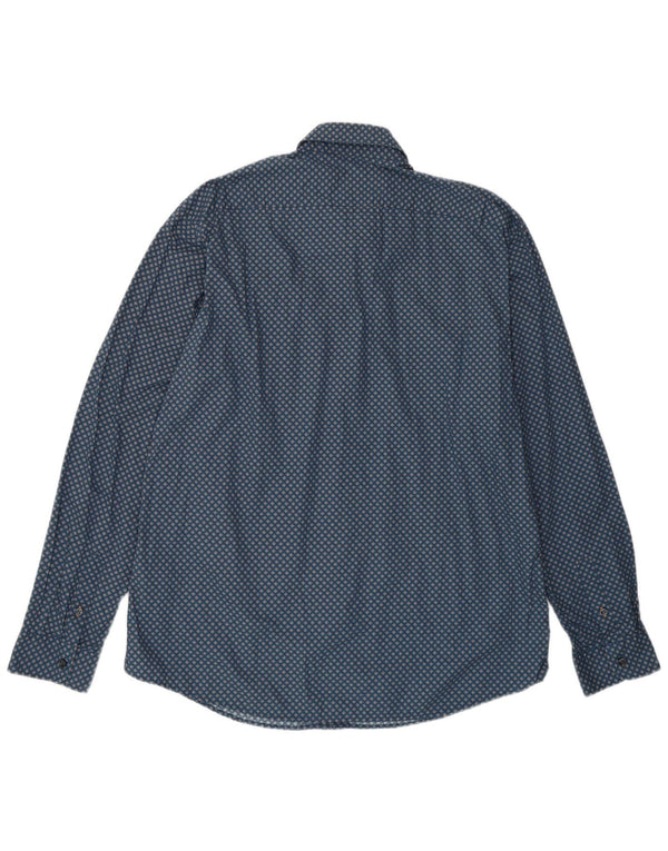 Camicia su misura da uomo Marlboro Classics 2XL in cotone floreale blu navy