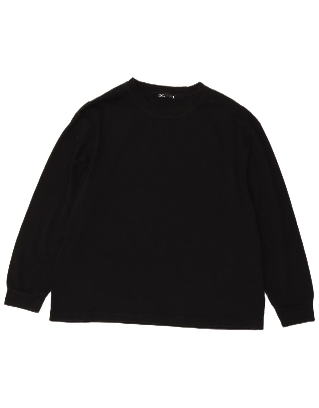 Top Zara da donna a maniche lunghe UK 16 grande cotone nero