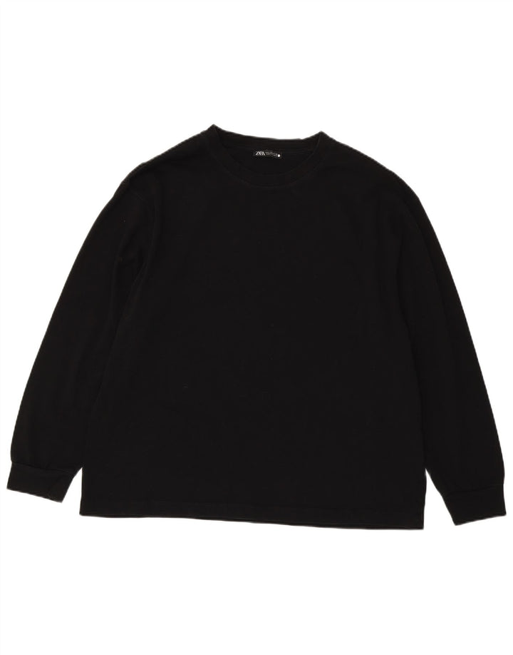 Top Zara da donna a maniche lunghe UK 16 grande cotone nero