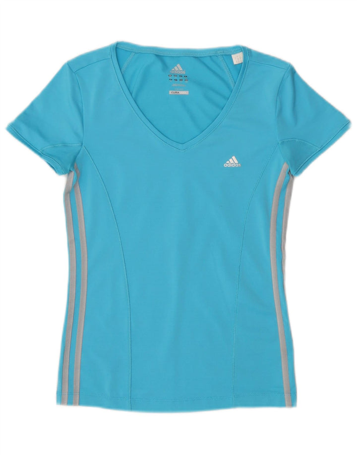 Maglietta Adidas Climacool da donna Top UK 10 Small Blu Poliestere