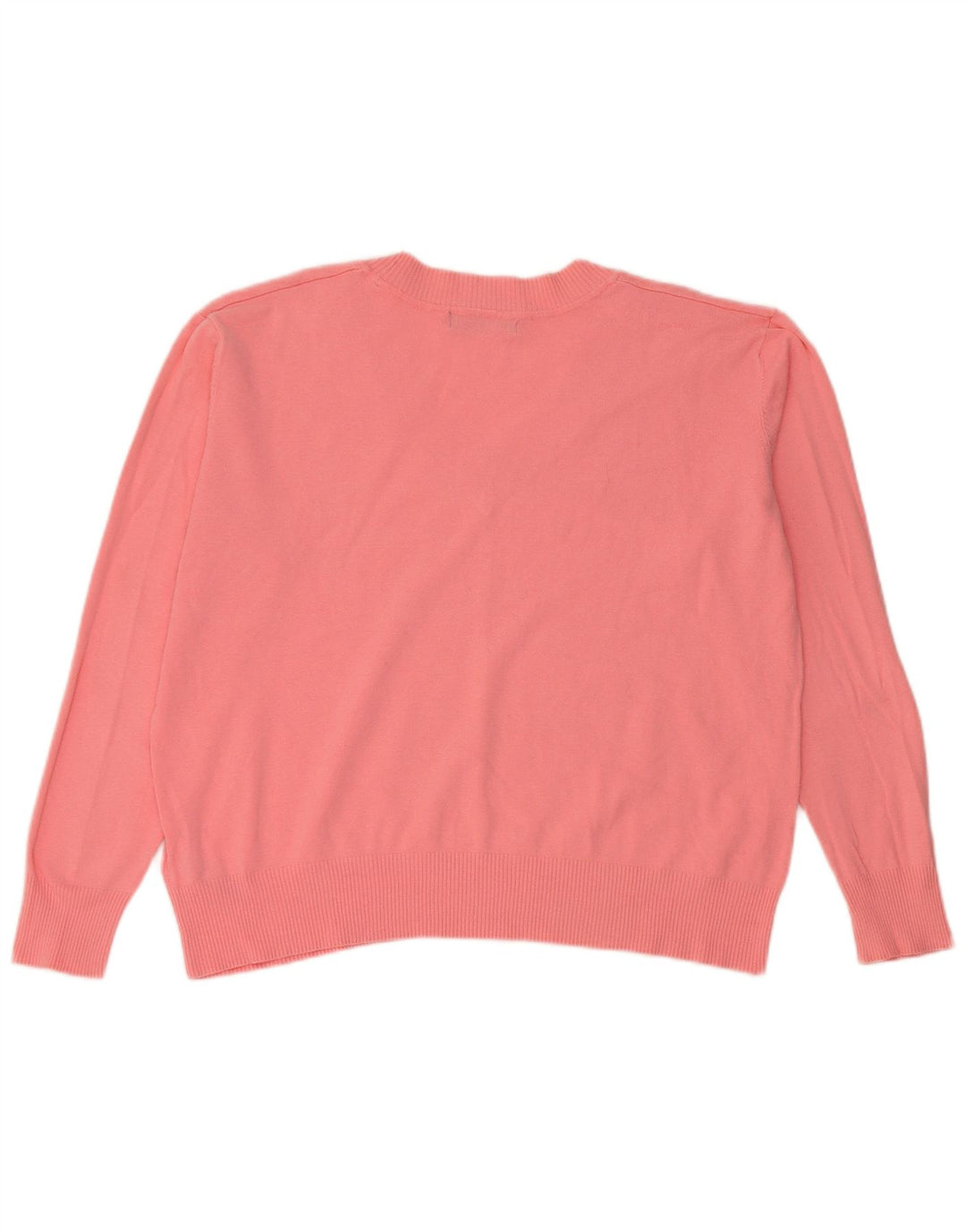 Maglione maglione con scollo a V da donna Marks & Spencer UK 14 Cotone rosa medio