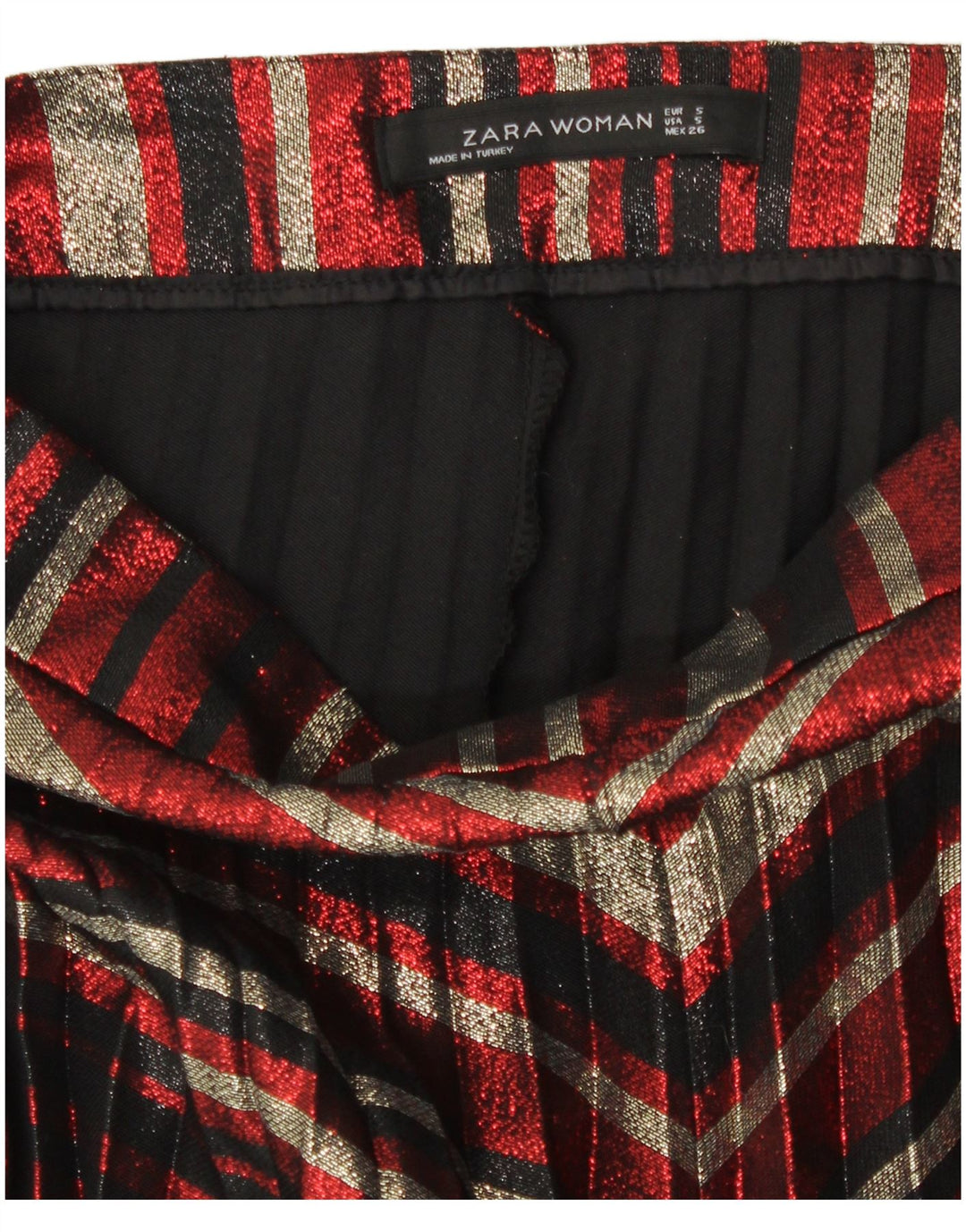 Gonna a pieghe a coltello da donna Zara piccola W26 poliestere a righe multicolore