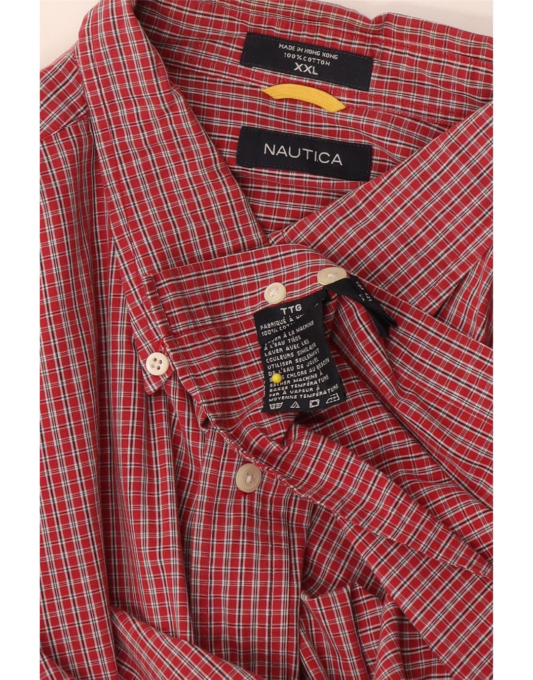 Camicia a maniche corte da uomo Nautica 2XL in cotone a quadri rossi