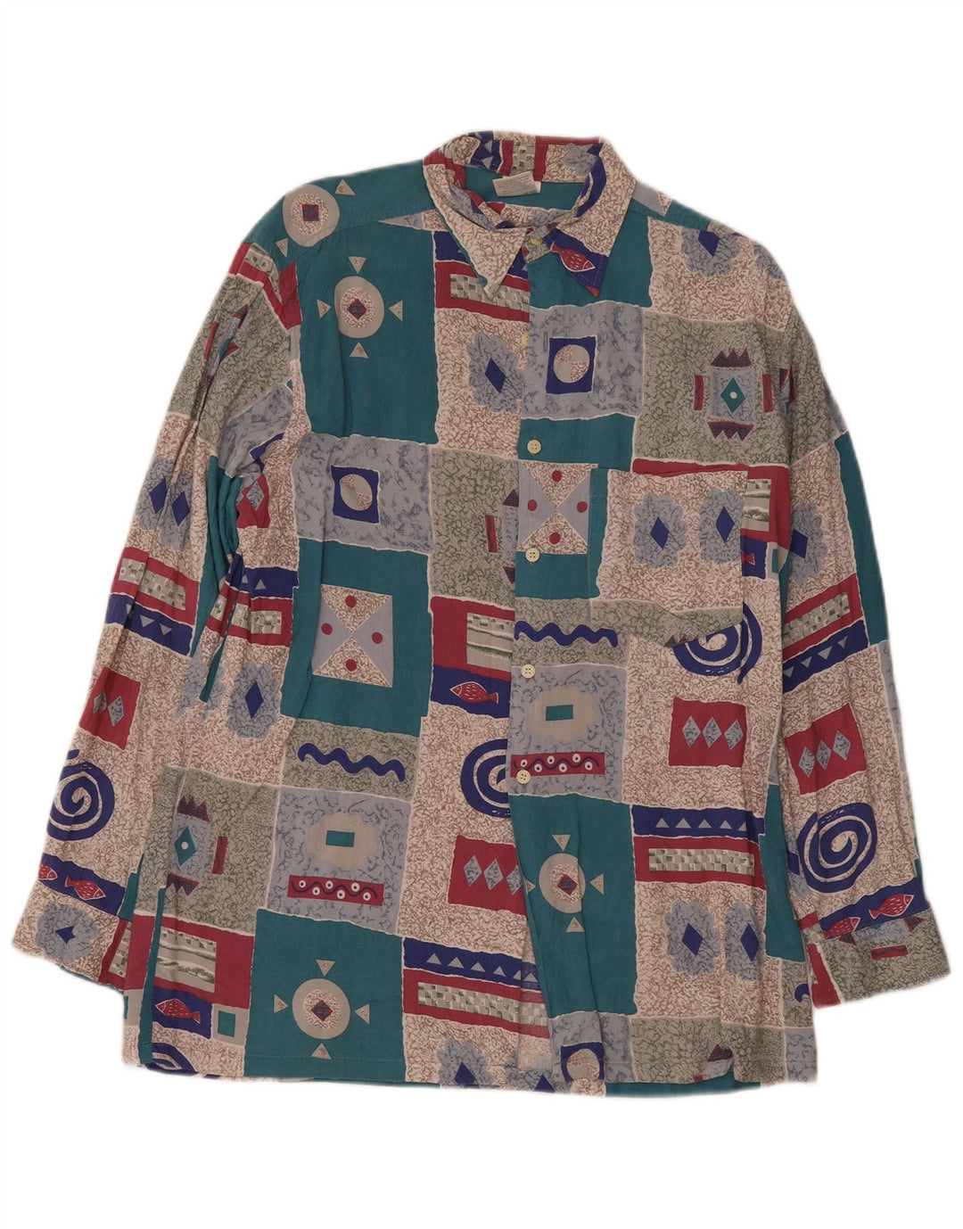 Camicia vintage da uomo UK 15 1/2 media patchwork multicolore retrò
