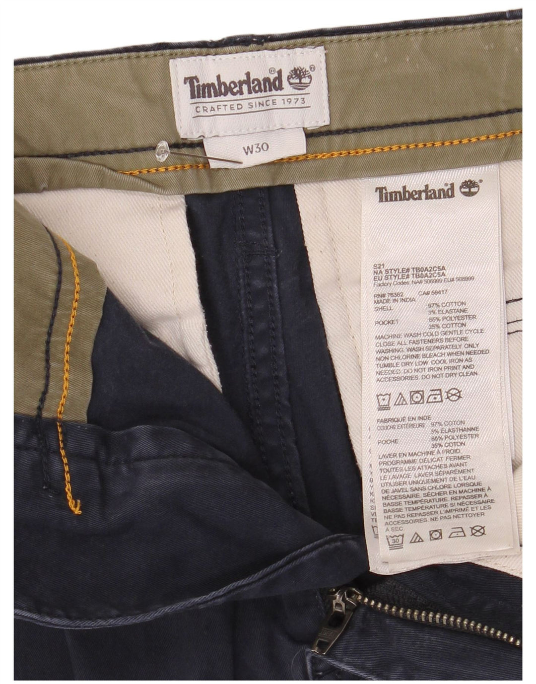 Pantaloncini cargo da uomo Timberland W30 medio cotone blu navy