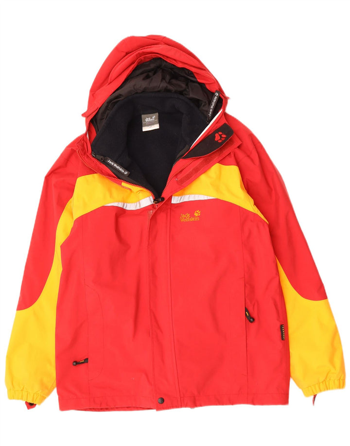 Giacca a vento con grafica da ragazzo Jack Wolfskin 15-16 anni Colorblock rosso