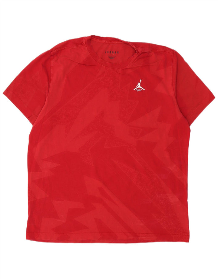 T-shirt Jordan da uomo Top XL rossa in cotone geometrico