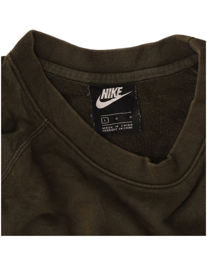 Felpa grafica Nike da uomo, maglione grande color kaki