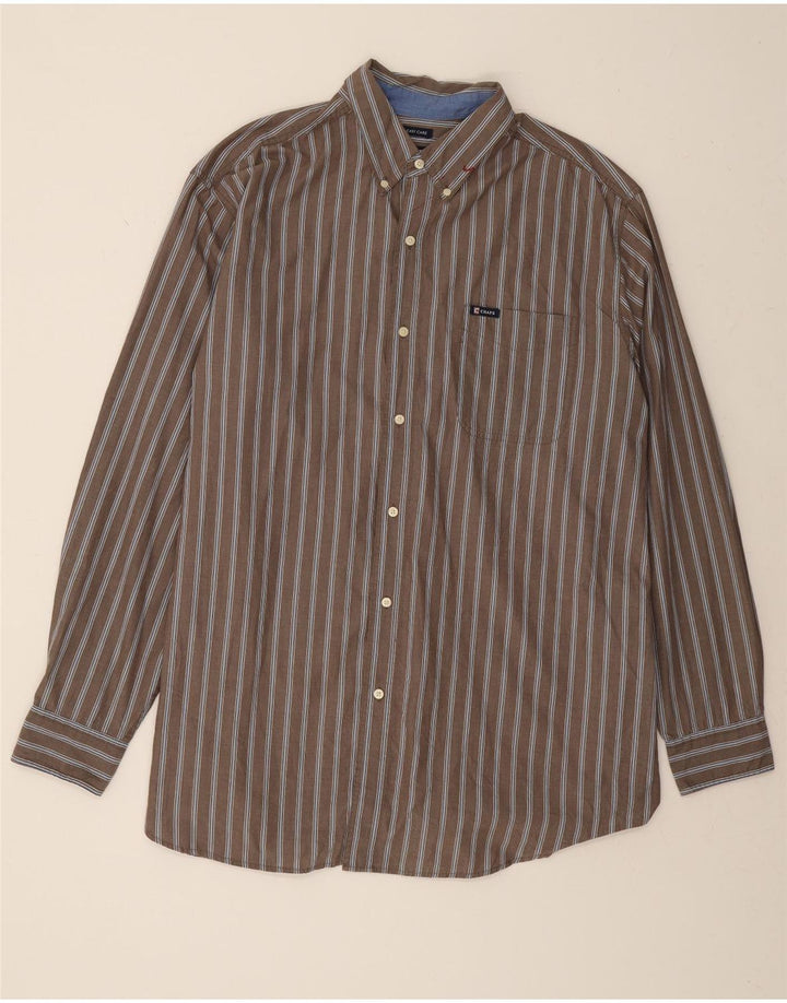 CHAPS Mens Shirt 2XL Grey Striped Cotton Vintage Chaps and Second-Hand Chaps from Messina Hembry 