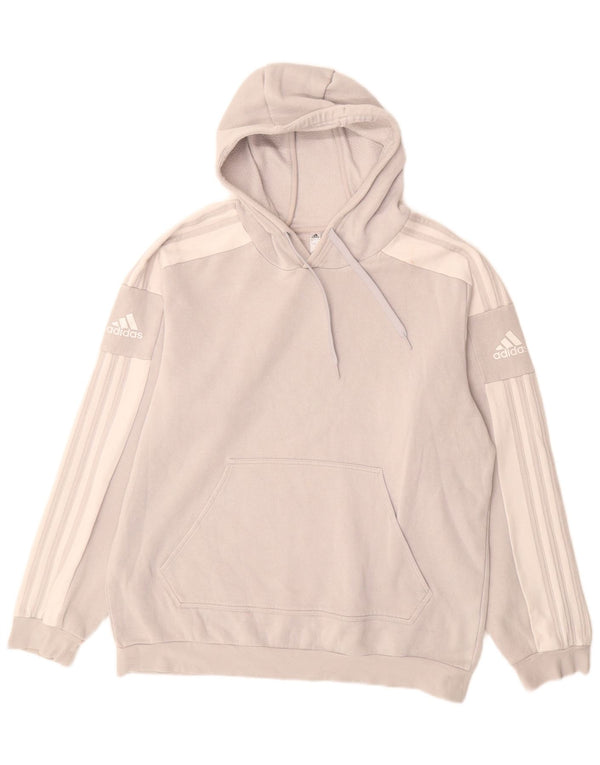 Felpa con cappuccio grafica da uomo Adidas Large in cotone color block grigio