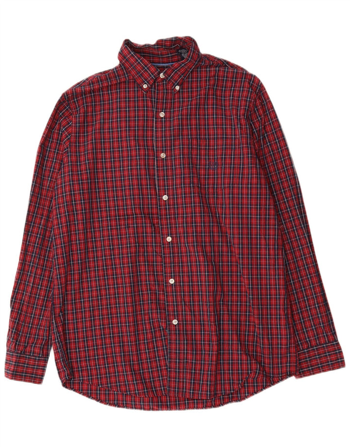 Chaps Camicia da uomo Easy Care, cotone a quadri rossi grandi