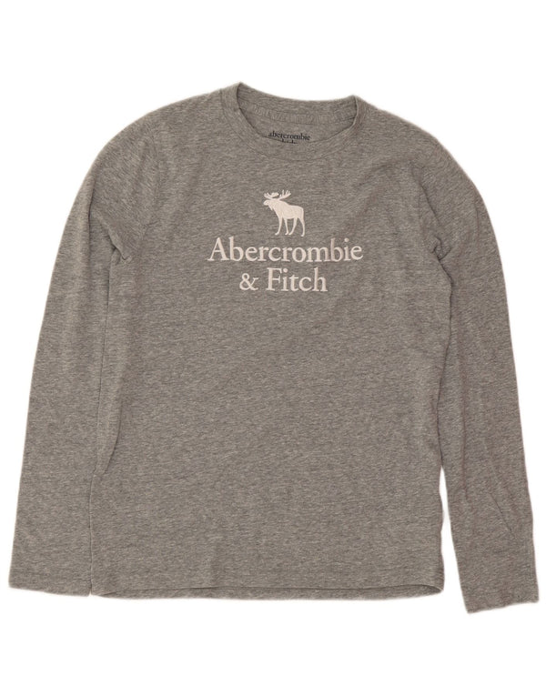 Top grafico da bambino Abercrombie & Fitch a maniche lunghe 11-12 anni grigio screziato