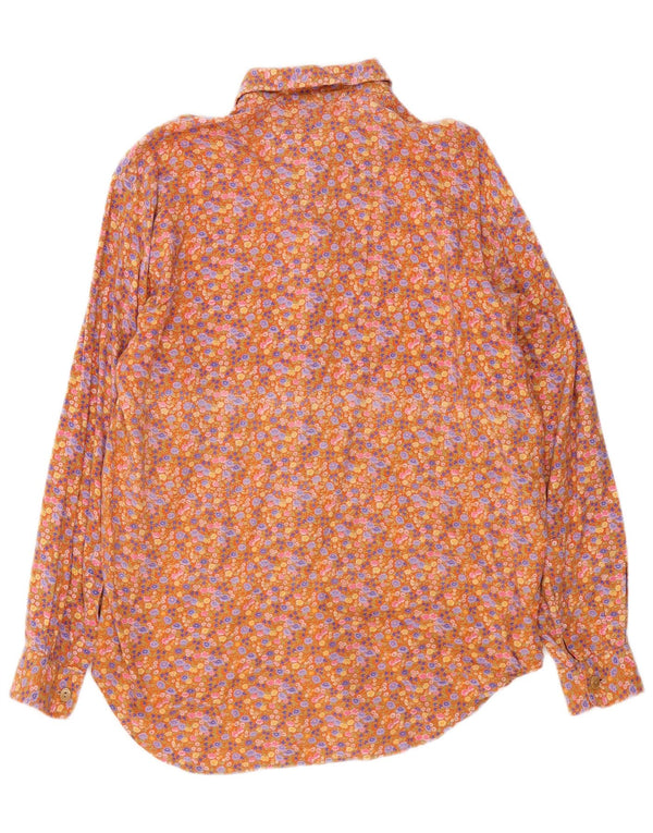 Camicia vintage da donna UK 14 Viscosa floreale multicolore media