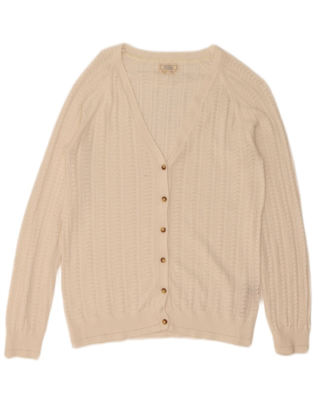 Maglione cardigan da donna Fat Face UK 14 grande cotone bianco