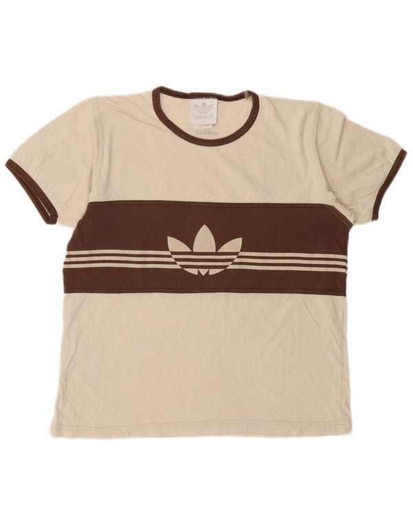 T-shirt grafica da uomo Adidas Top in cotone color block medio bianco sporco