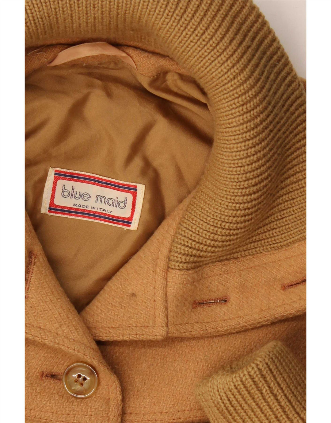 Cappotto vintage da donna UK 14 in lana beige medio