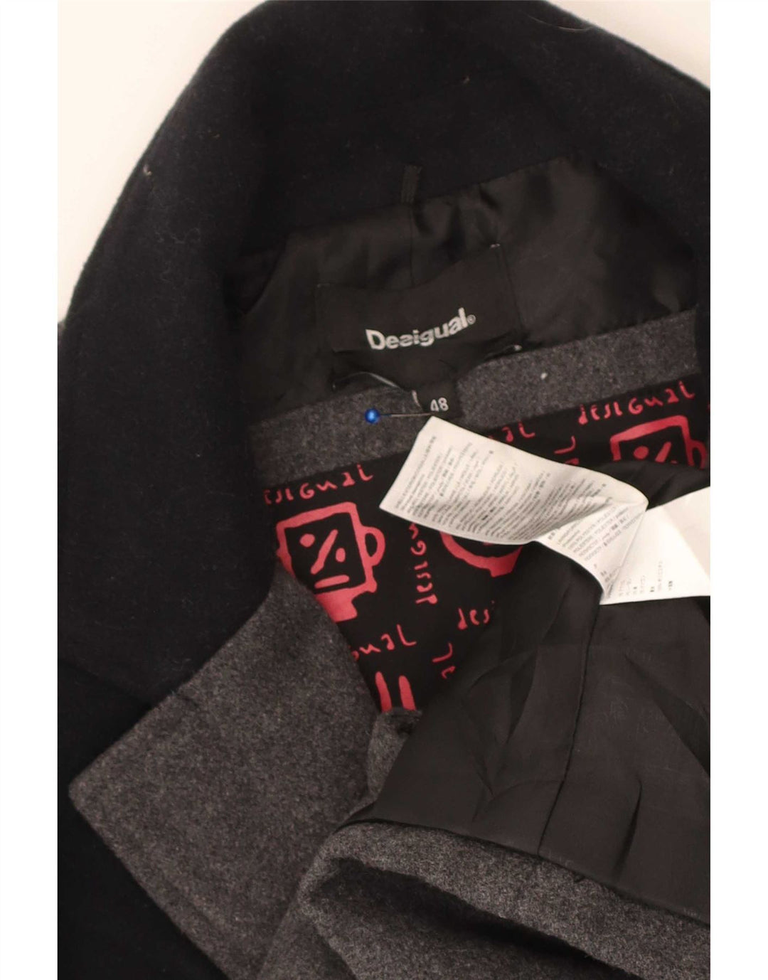 Desigual Cappotto da uomo IT 48 Poliestere color block grigio medio