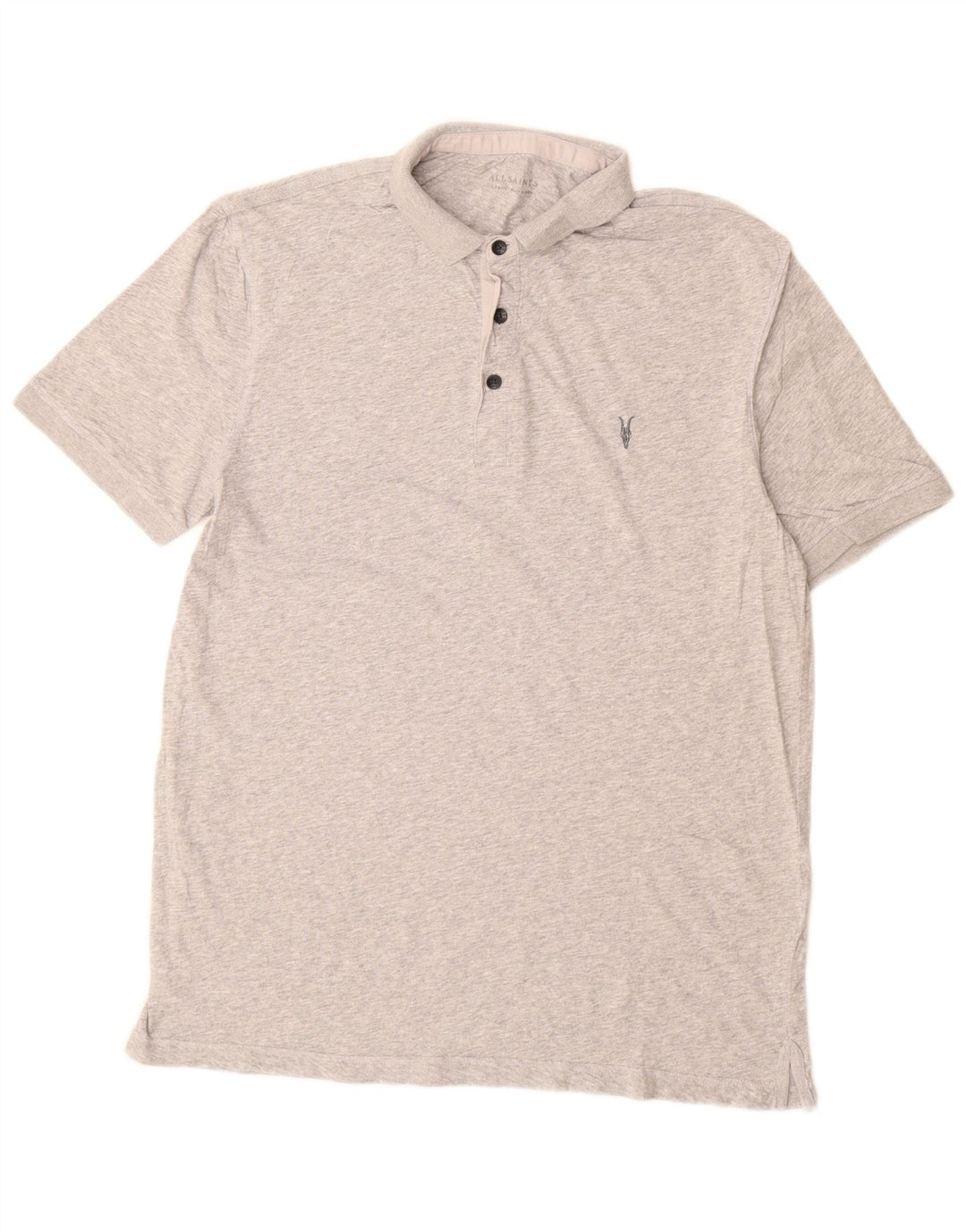 Polo da uomo All Saints Large in cotone chiazzato grigio