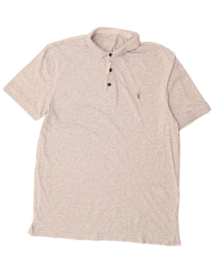Polo da uomo All Saints Large in cotone chiazzato grigio