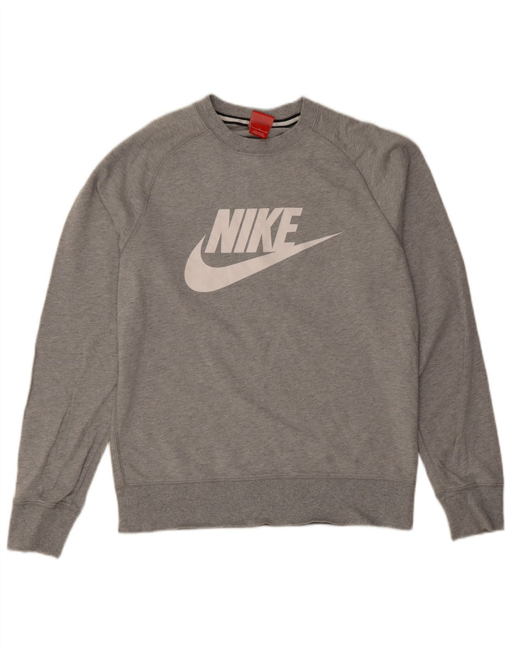 Felpa grafica Nike da uomo, maglione piccolo grigio screziato