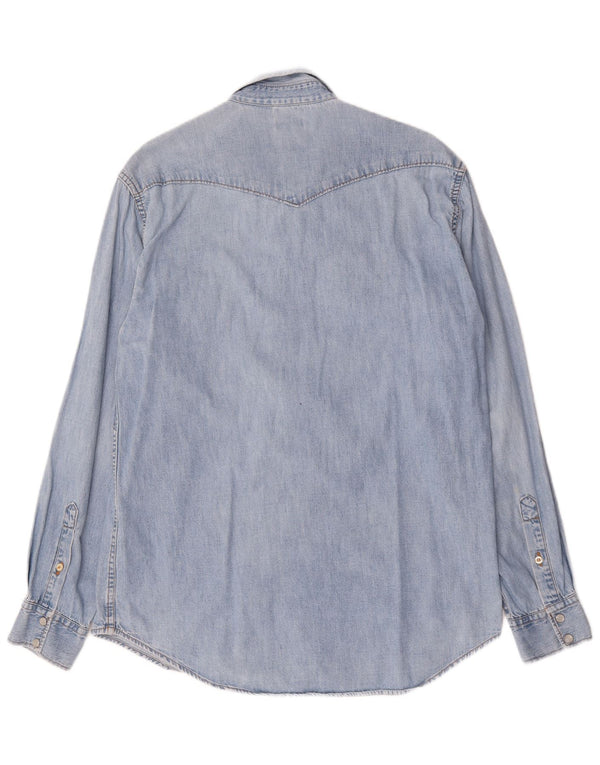 Camicia di jeans da uomo Benetton blu medio