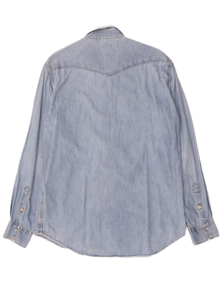 Camicia di jeans da uomo Benetton blu medio