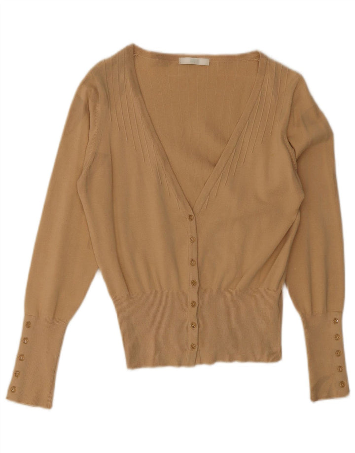 MARKS & SPENCER Maglione cardigan corto da donna UK 12 Cotone beige medio