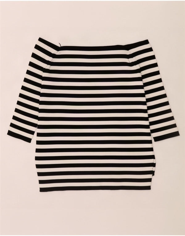 Top Zara da donna con spalle scoperte e maniche a 3/4 UK 10 Small in viscosa a righe nere