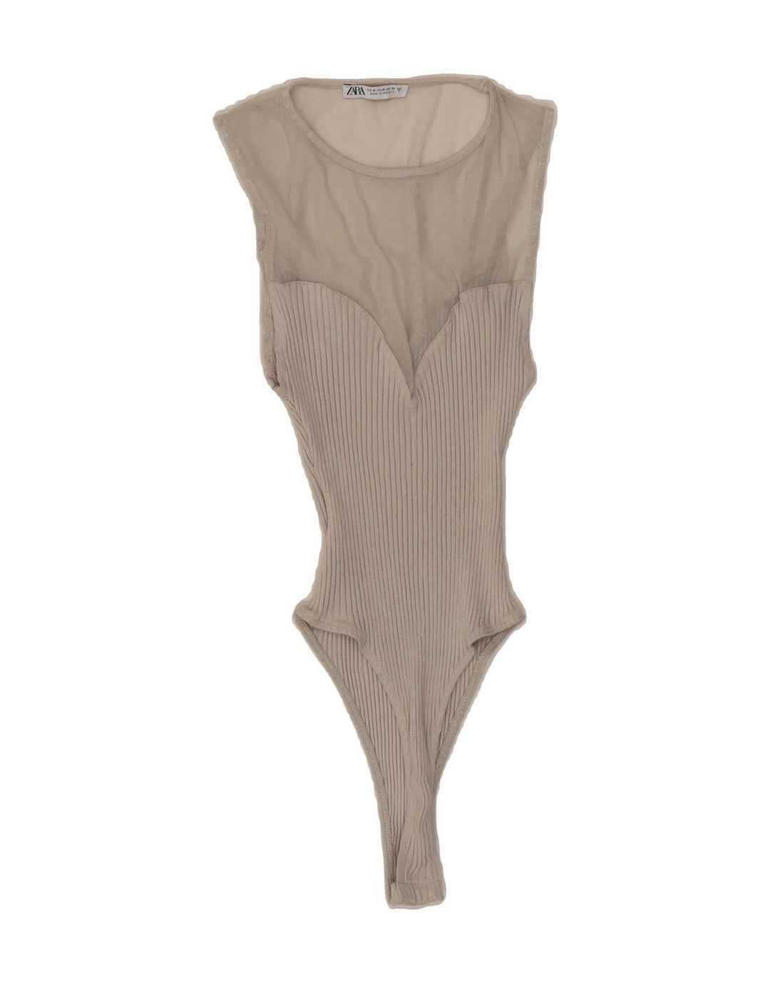 ZARA Womens Bodysuit UK 12 Medium Grey Vintage Zara and Second-Hand Zara from Messina Hembry 