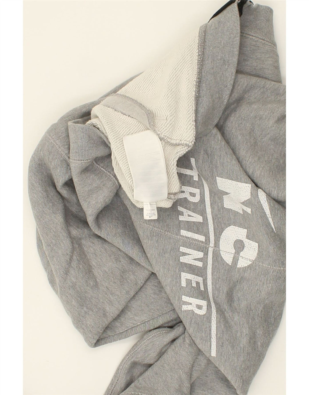 NIKE Womens Graphic Zip Hoodie Sweater UK 14 Medium Grey Cotton Vintage Nike and Second-Hand Nike from Messina Hembry 