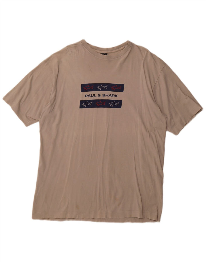 PAUL & SHARK T-shirt grafica da uomo Yachting Top XL in cotone beige
