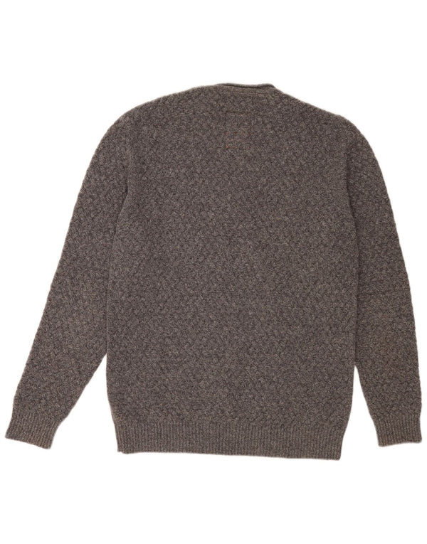 Barbour Uomo Girocollo Maglione Maglione Piccolo Grigio Lana