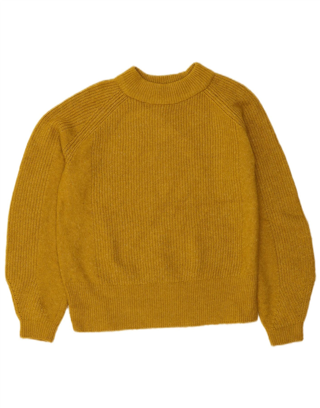 MARKS & SPENCER Womens Crop Turtle Neck Jumper Sweater UK 10 Small Yellow