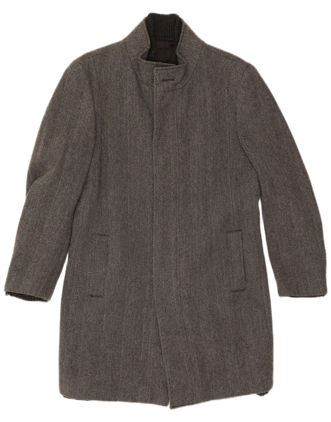 Cappotto Zara da uomo UK 40 grande grigio a spina di pesce