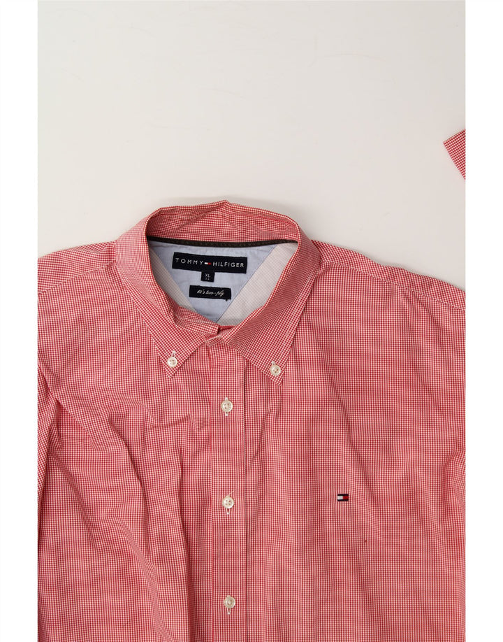 TOMMY HILFIGER Mens Shirt XL Red Gingham Cotton 80s Vintage Tommy Hilfiger and Second-Hand Tommy Hilfiger from Messina Hembry 