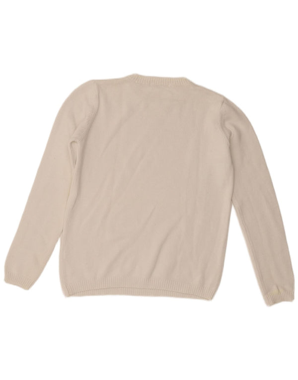 Maglione maglione girocollo da donna Marks & Spencer UK 10 piccolo cotone bianco