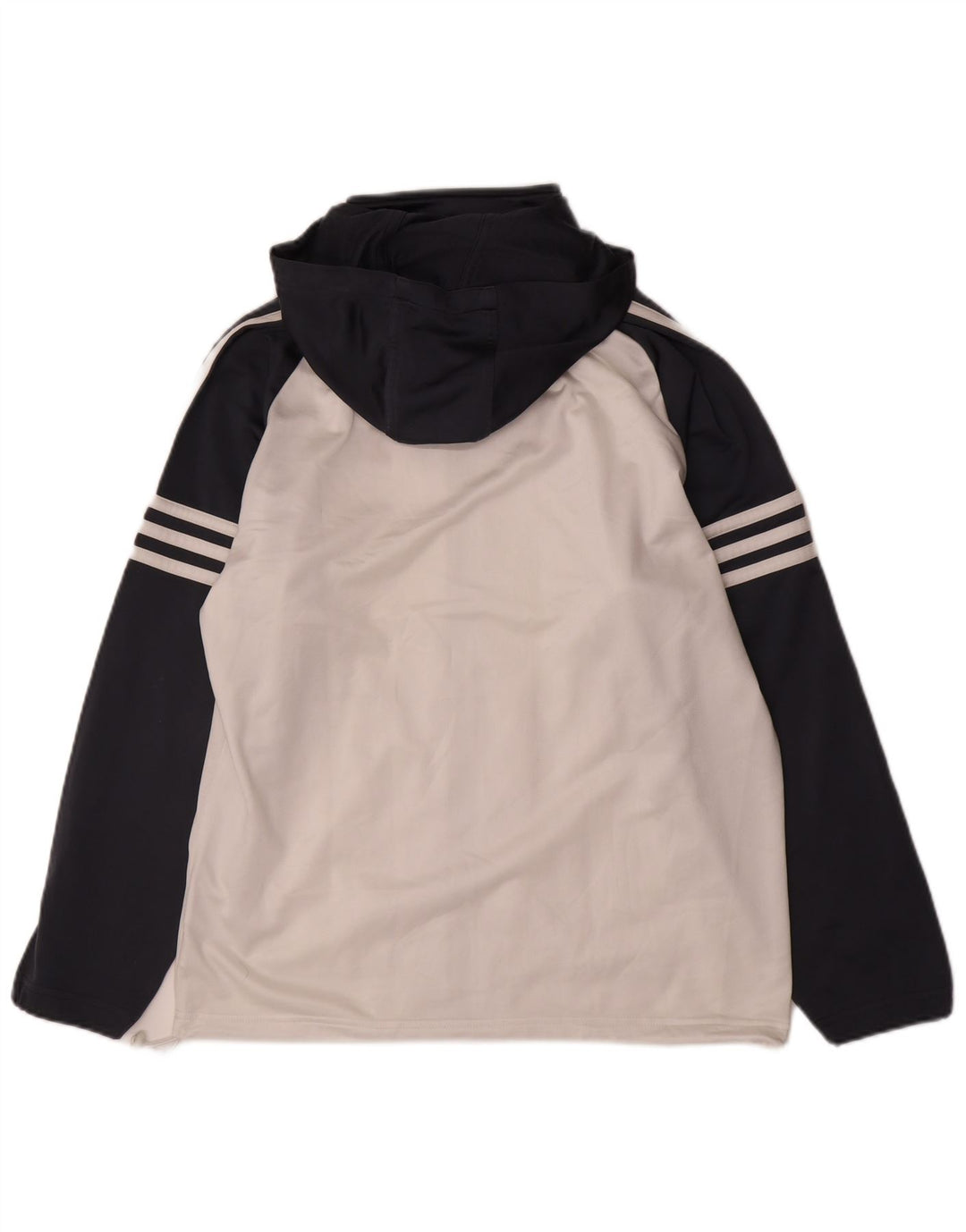 Felpa con cappuccio e zip Adidas da ragazzo 15-16 anni in poliestere color block bianco sporco