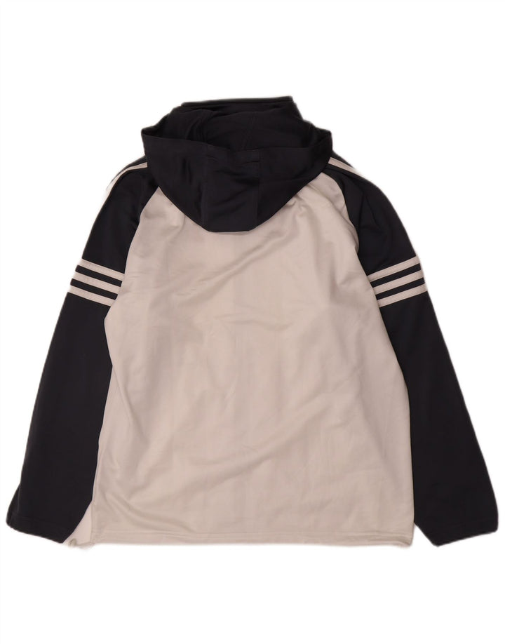 Felpa con cappuccio e zip Adidas da ragazzo 15-16 anni in poliestere color block bianco sporco