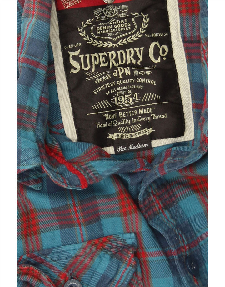 Camicia da uomo in flanella Superdry in cotone a quadri blu medio