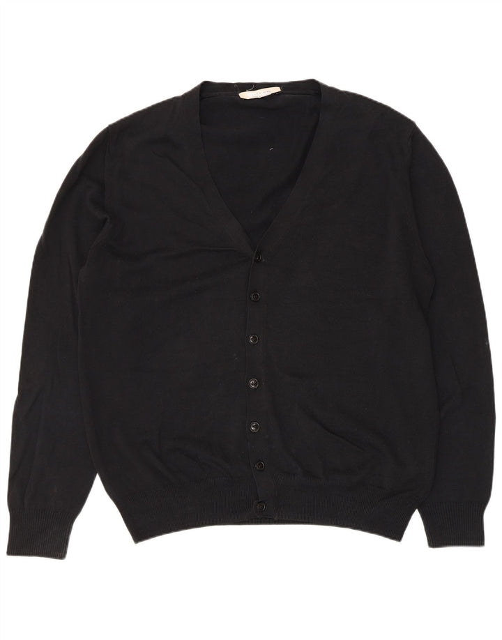 Maglione cardigan da uomo Zara grande in cotone nero