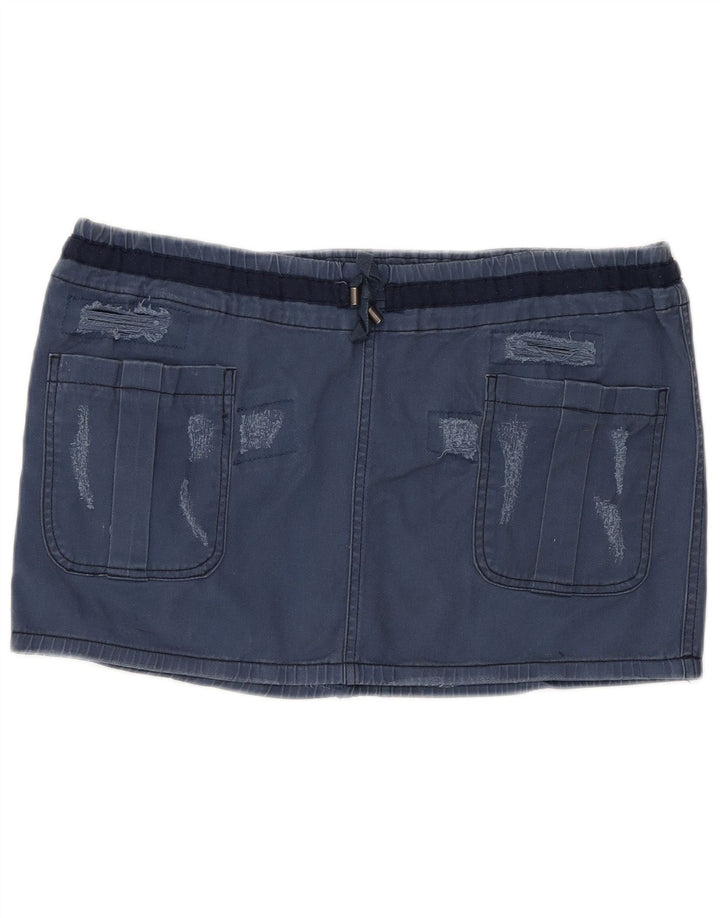 Minigonna Donna Benetton IT 44 Media W34 Blu Navy Cotone
