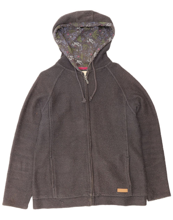 WEIRD FISH Womens Zip Hoodie Sweater UK 16 Large  Grey Cotton