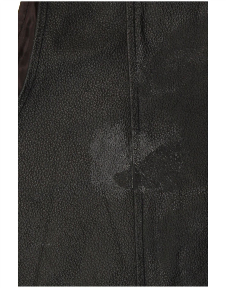 Gilet in pelle da uomo vintage da motociclista nero medio