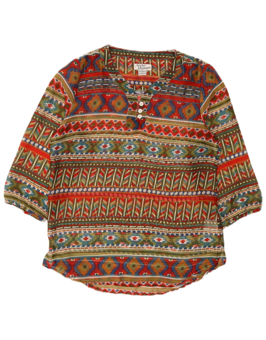Top camicetta da donna vintage EU 38/40 medio multicolore geometrico