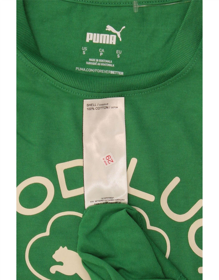 T-shirt grafica da uomo Puma Top Small in cotone verde