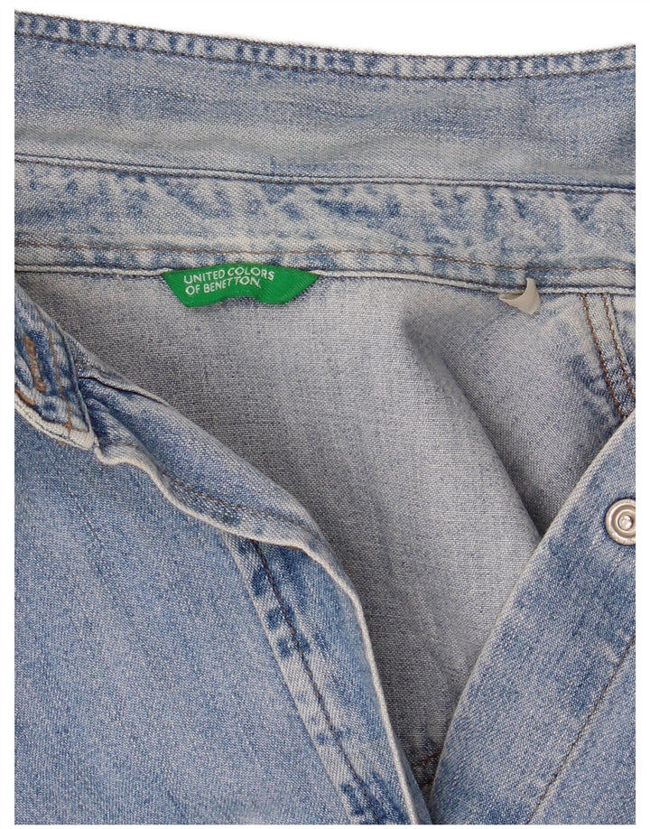Camicia di jeans da donna BENETTON UK 14 Cotone blu medio