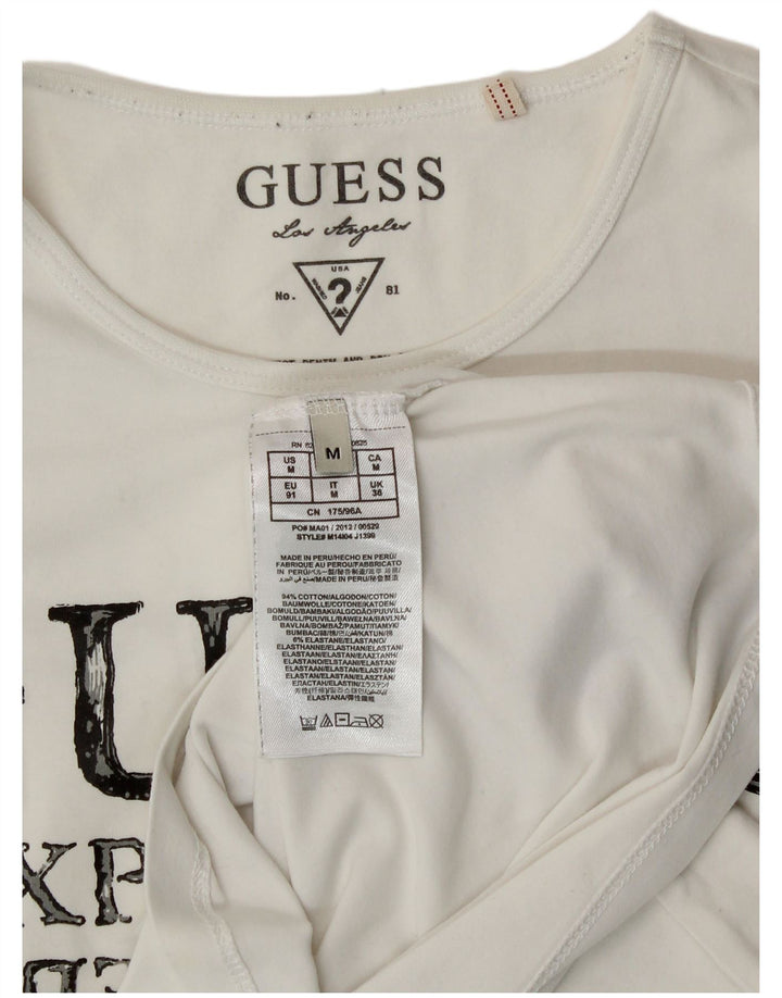 Guess T-shirt grafica da donna Top EU 38 Medium White Cotton Classic