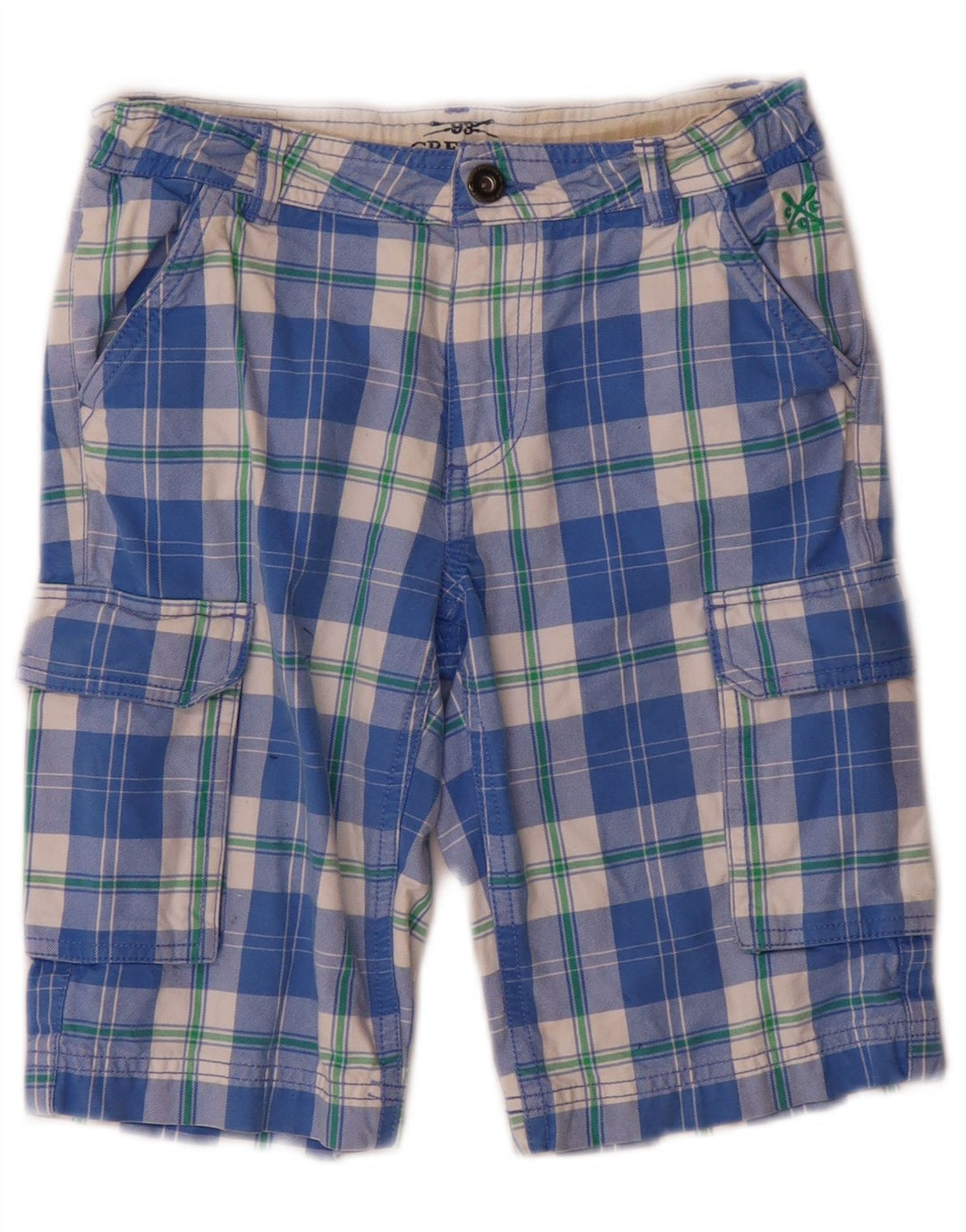 Crew Clothing Pantaloncini cargo da ragazzo 8-9 anni W24 Cotone a quadri blu